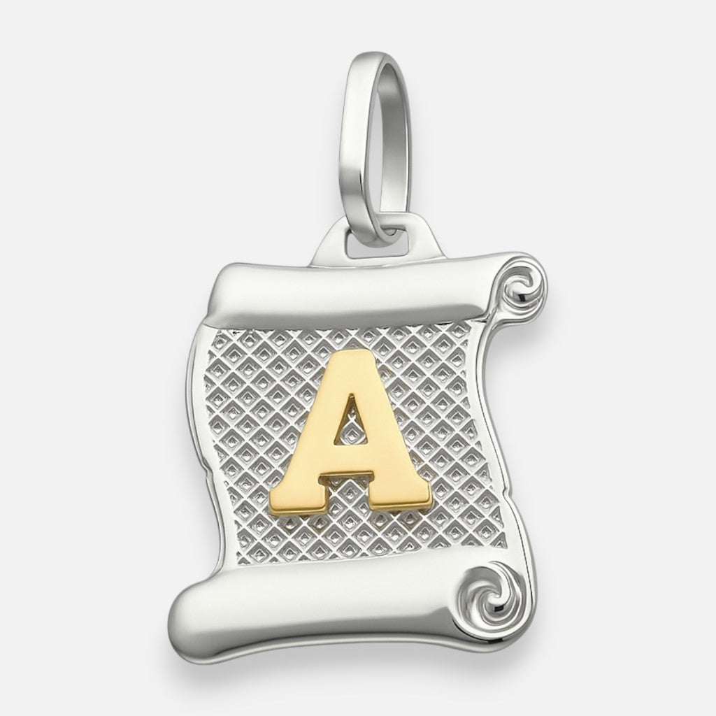 Colgante Pergamino Letra A en Oro