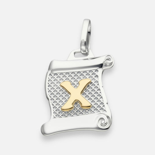 Colgante Pergamino Letra X en Oro