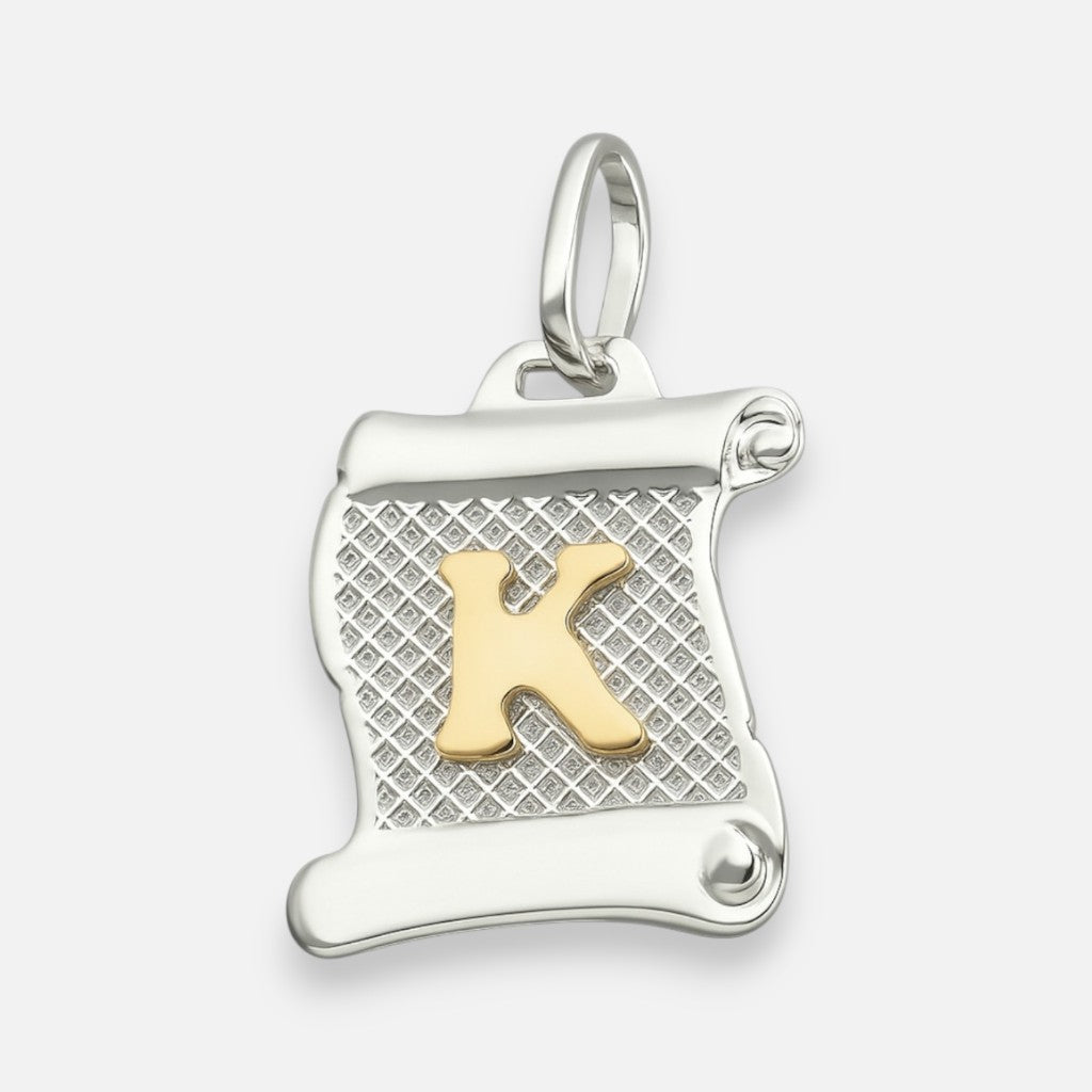 Colgante Pergamino Letra K en Oro