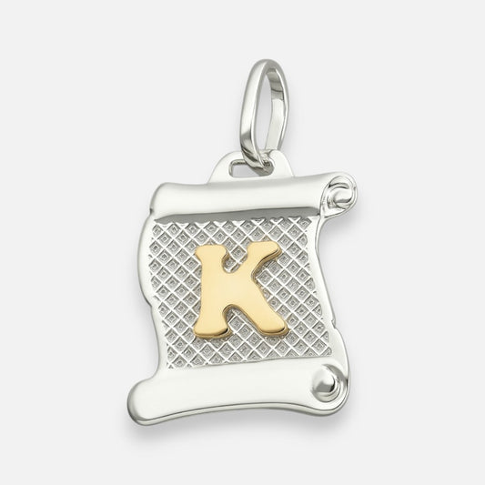 Colgante Pergamino Letra K en Oro