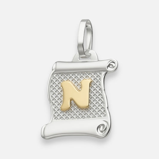 Colgante Pergamino Letra N en Oro