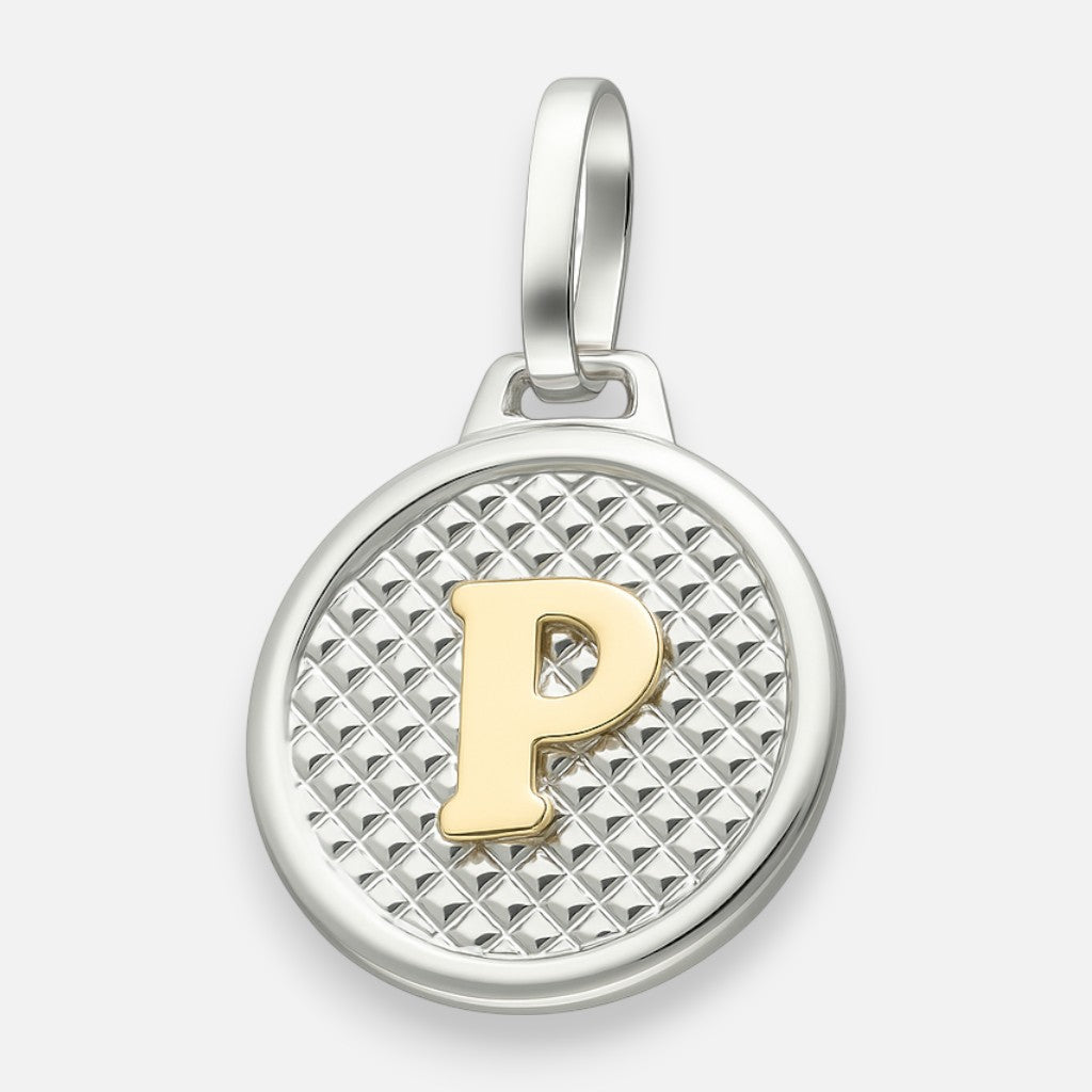 Colgante Circular Letra P en Oro
