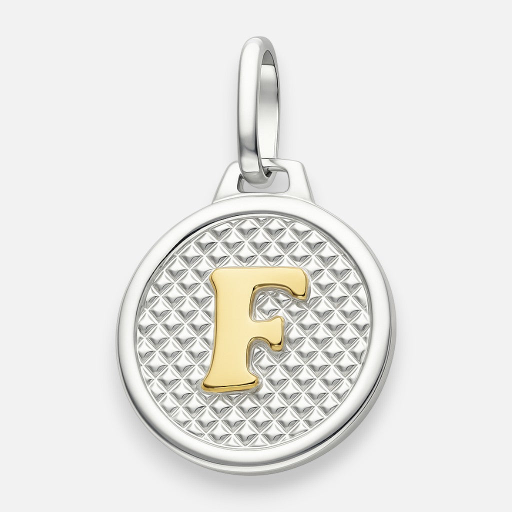 Colgante Circular Letra F en Oro