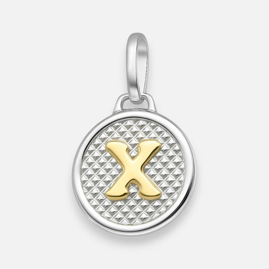 Colgante Circular Letra X en Oro