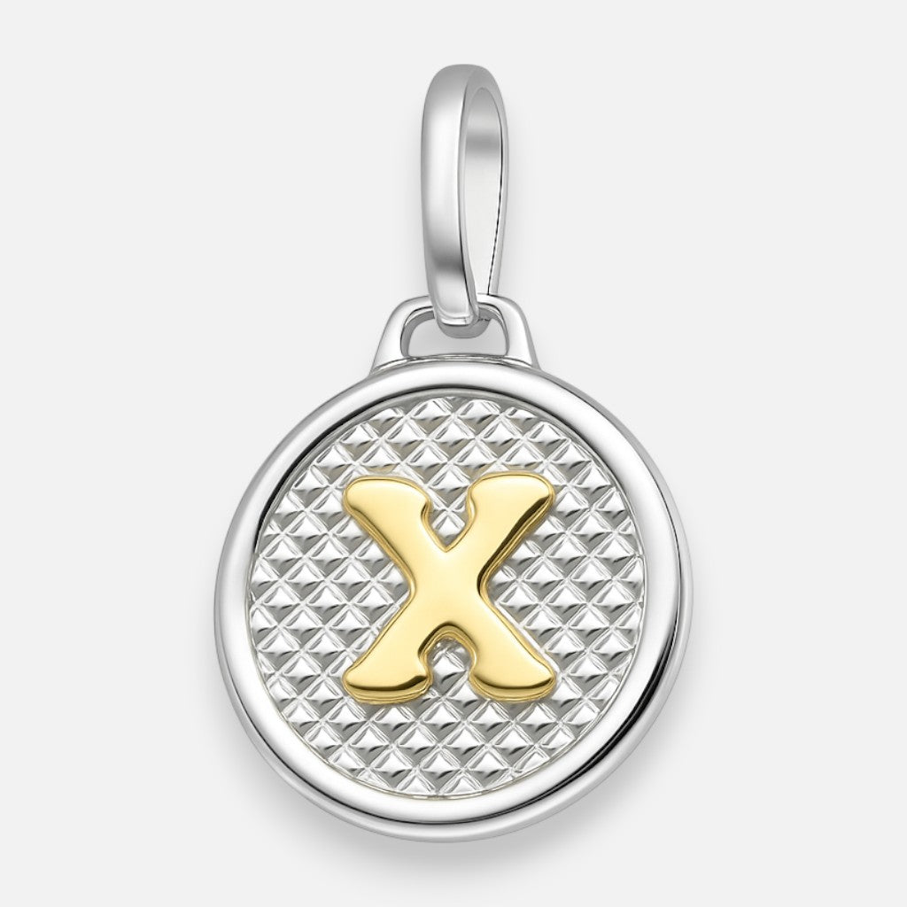 Colgante Circular Letra X en Oro