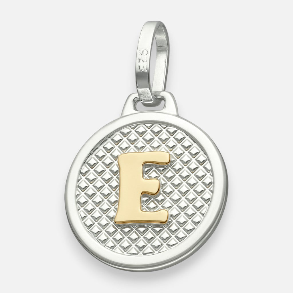 Colgante Circular Letra E en Oro