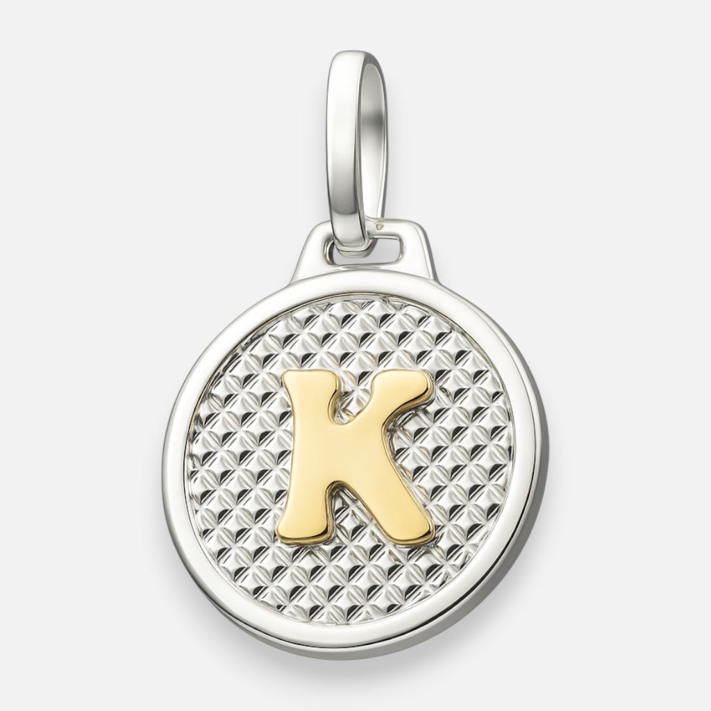 Colgante Circular Letra K en Oro