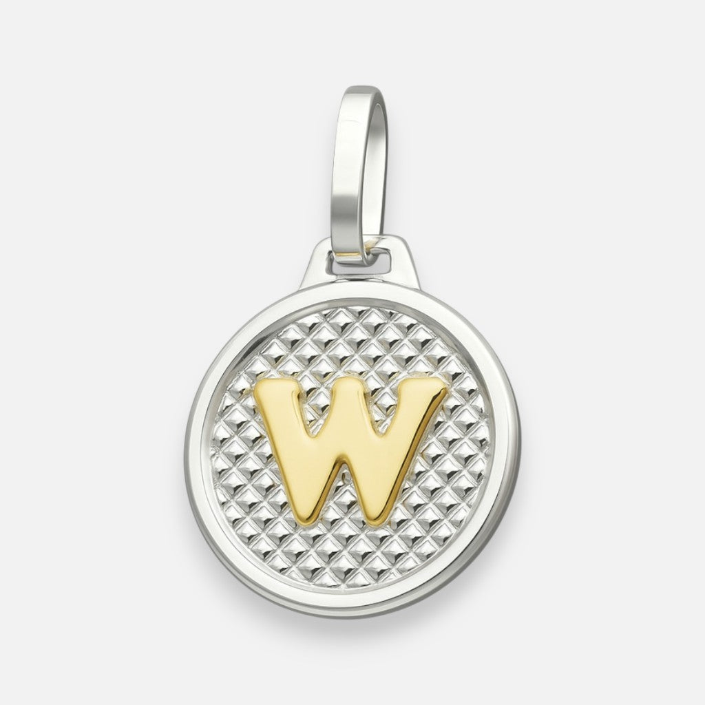 Colgante Circular Letra W en Oro