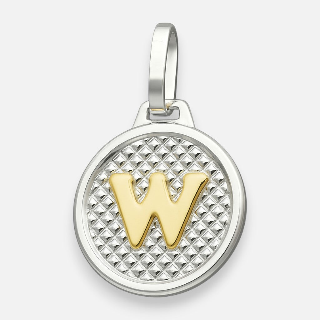 Colgante Circular Letra W en Oro