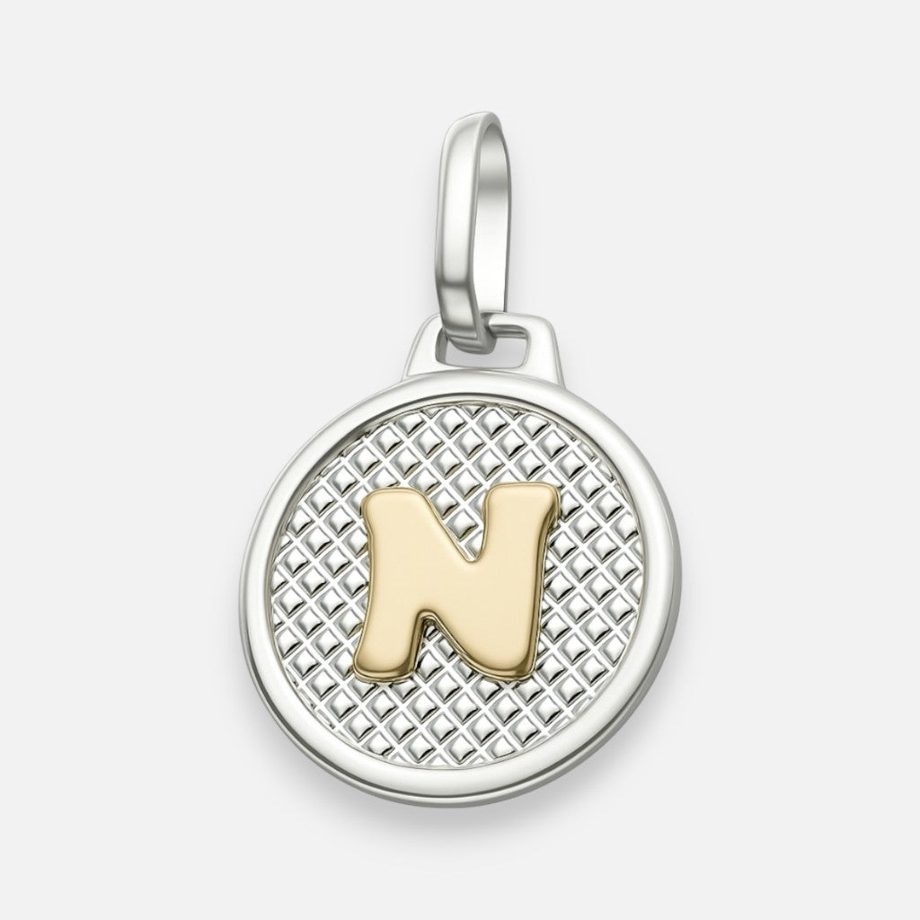 Colgante Circular Letra N en Oro