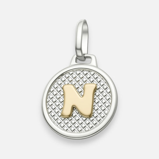 Colgante Circular Letra N en Oro