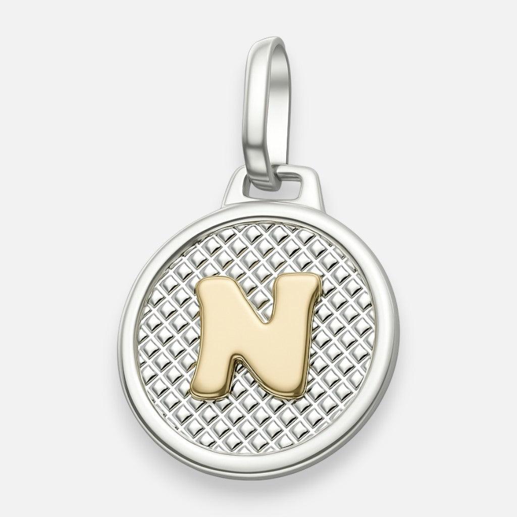 Colgante Circular Letra N en Oro