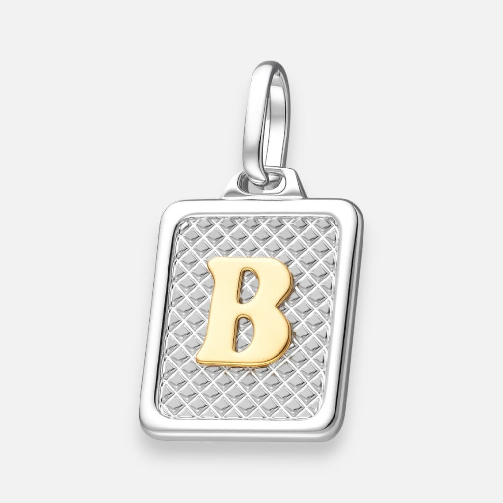 Colgante Rectangular Letra B en Oro