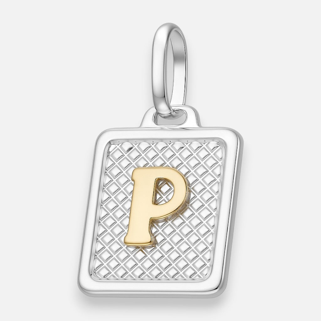 Colgante Rectangular Letra P en Oro