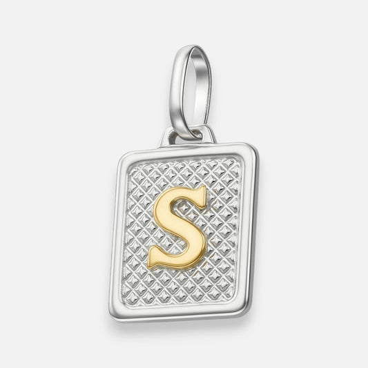 Colgante Rectangular Letra S en Oro
