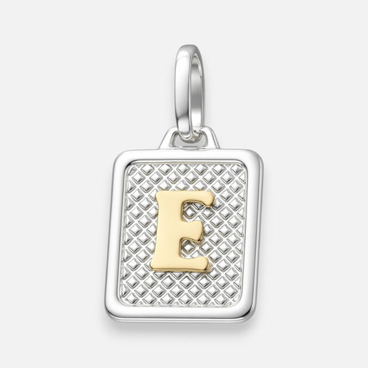 Colgante Rectangular Letra E en Oro