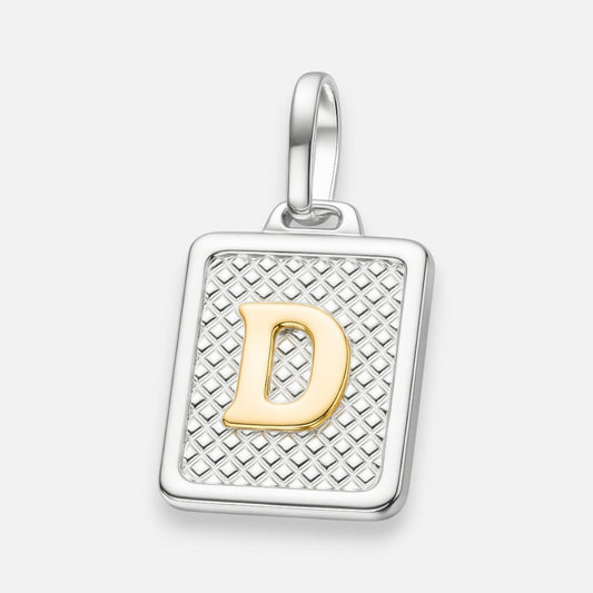 Colgante Rectangular Letra D en Oro