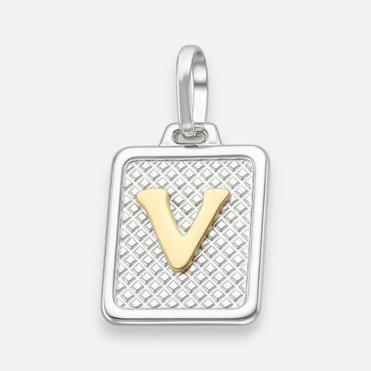 Colgante Rectangular Letra V en Oro