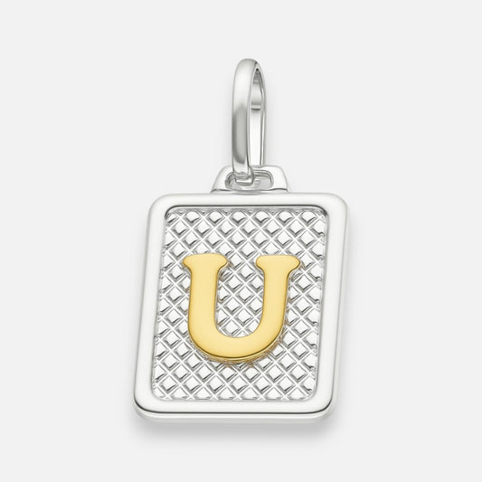 Colgante Rectangular Letra U en Oro