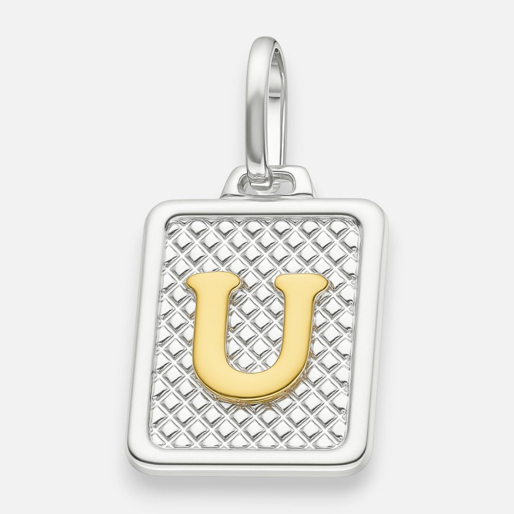 Colgante Rectangular Letra U en Oro