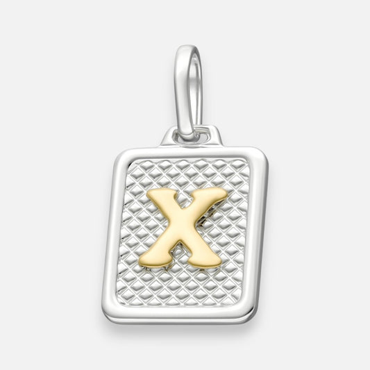 Colgante Rectangular Letra X en Oro