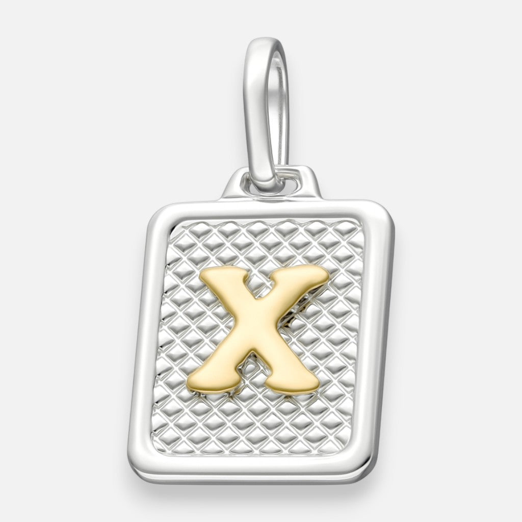 Colgante Rectangular Letra X en Oro