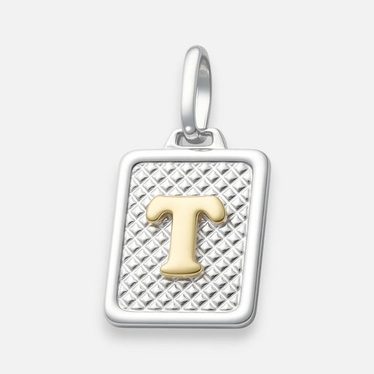 Colgante Rectangular Letra T en Oro