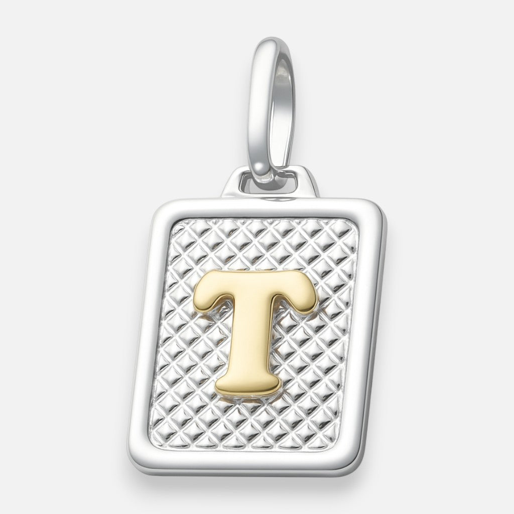 Colgante Rectangular Letra T en Oro