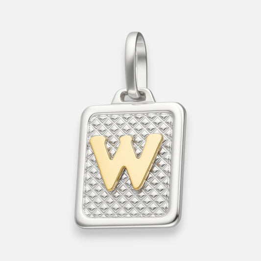 Colgante Rectangular Letra W en Oro