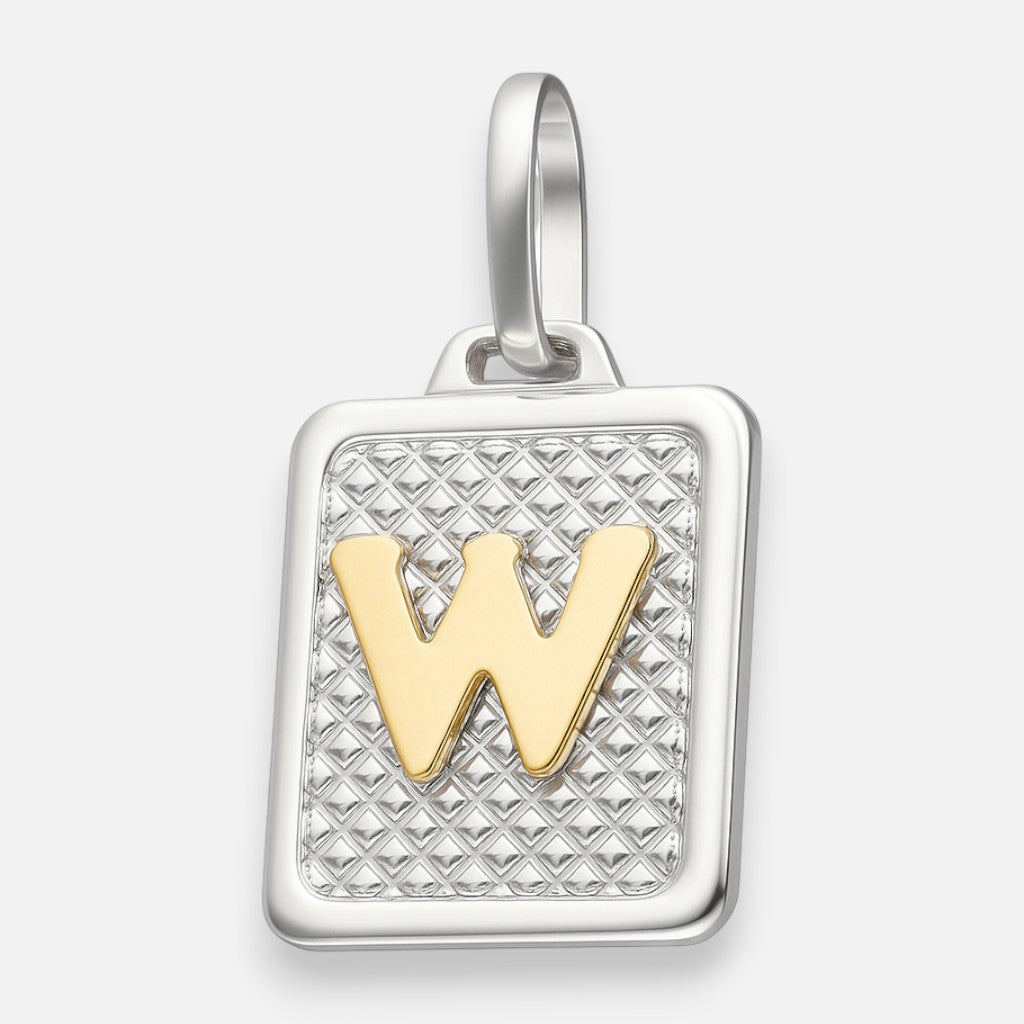 Colgante Rectangular Letra W en Oro