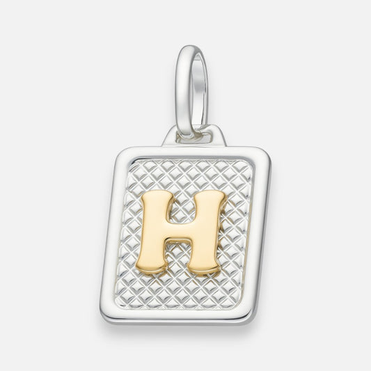 Colgante Rectangular Letra H en Oro