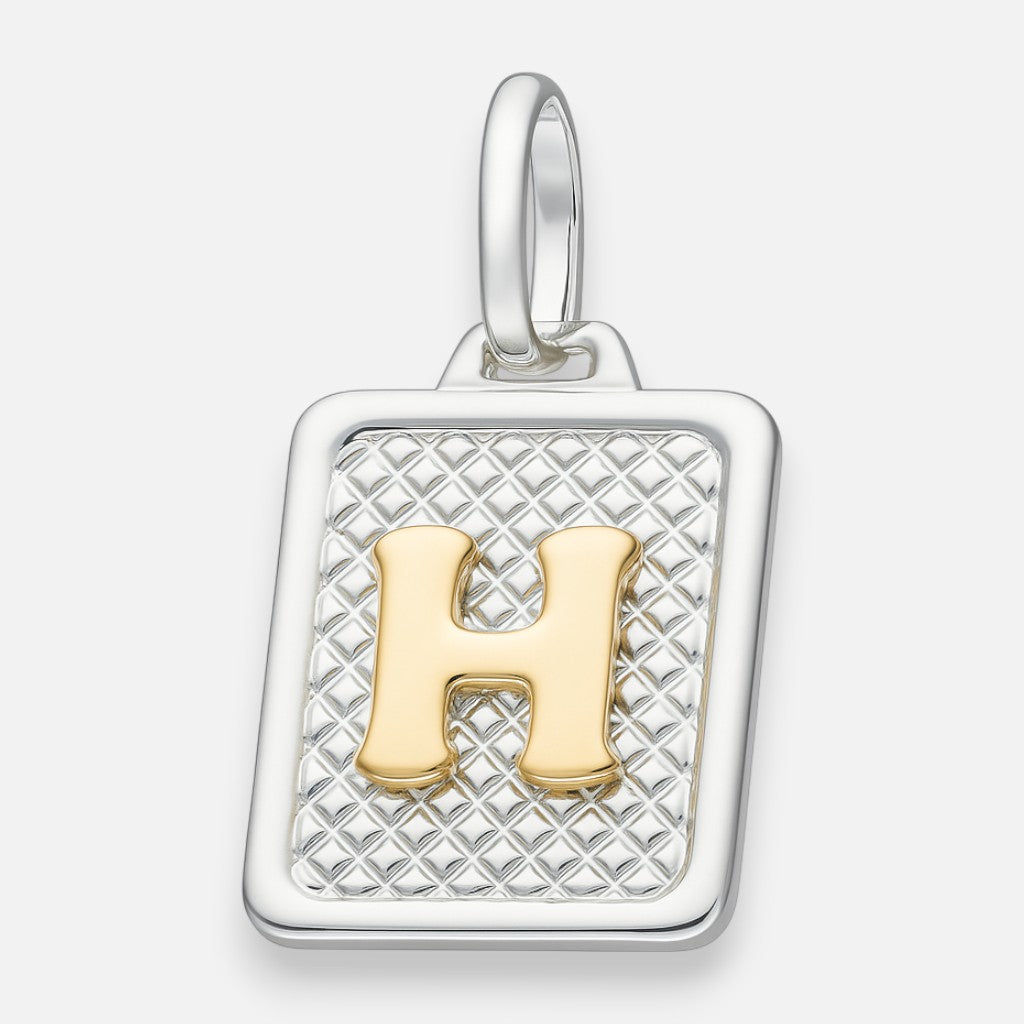 Colgante Rectangular Letra H en Oro