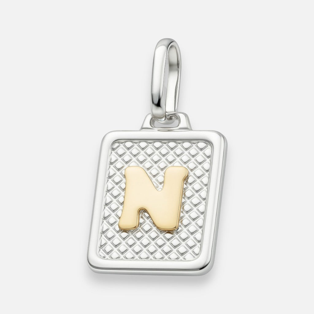 Colgante Rectangular Letra N en Oro
