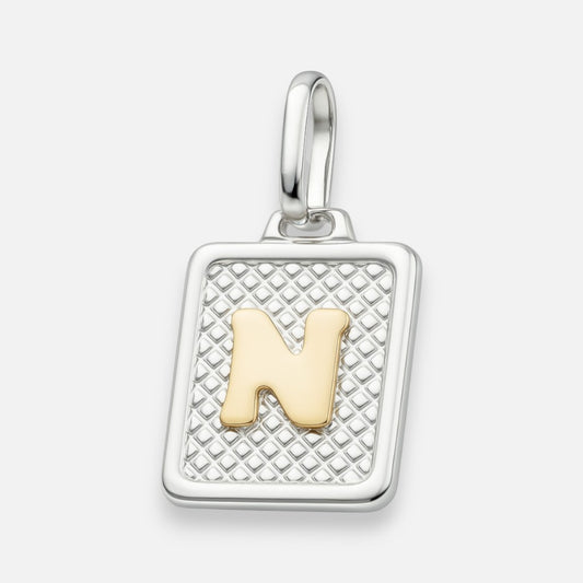 Colgante Rectangular Letra N en Oro