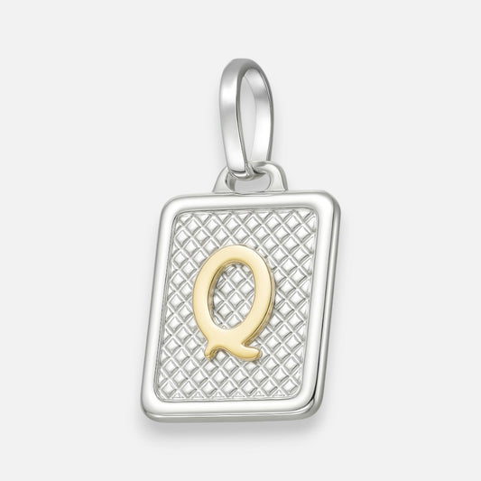 Colgante Rectangular Letra Q en Oro