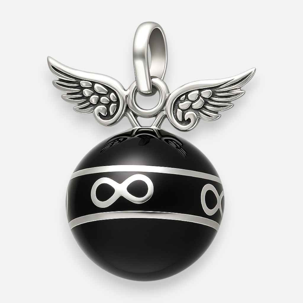 Colgante Llamador de Ángeles Alas Infinito Esmaltado 15 mm