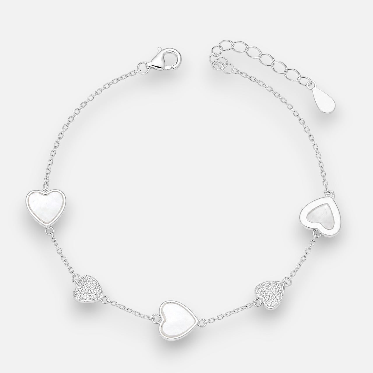 Pulsera Corazones Circones Nácar