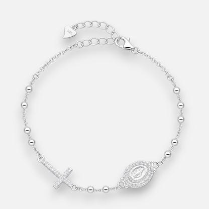 Pulsera Esferas Virgen de los Rayos Milagrosa Cruz