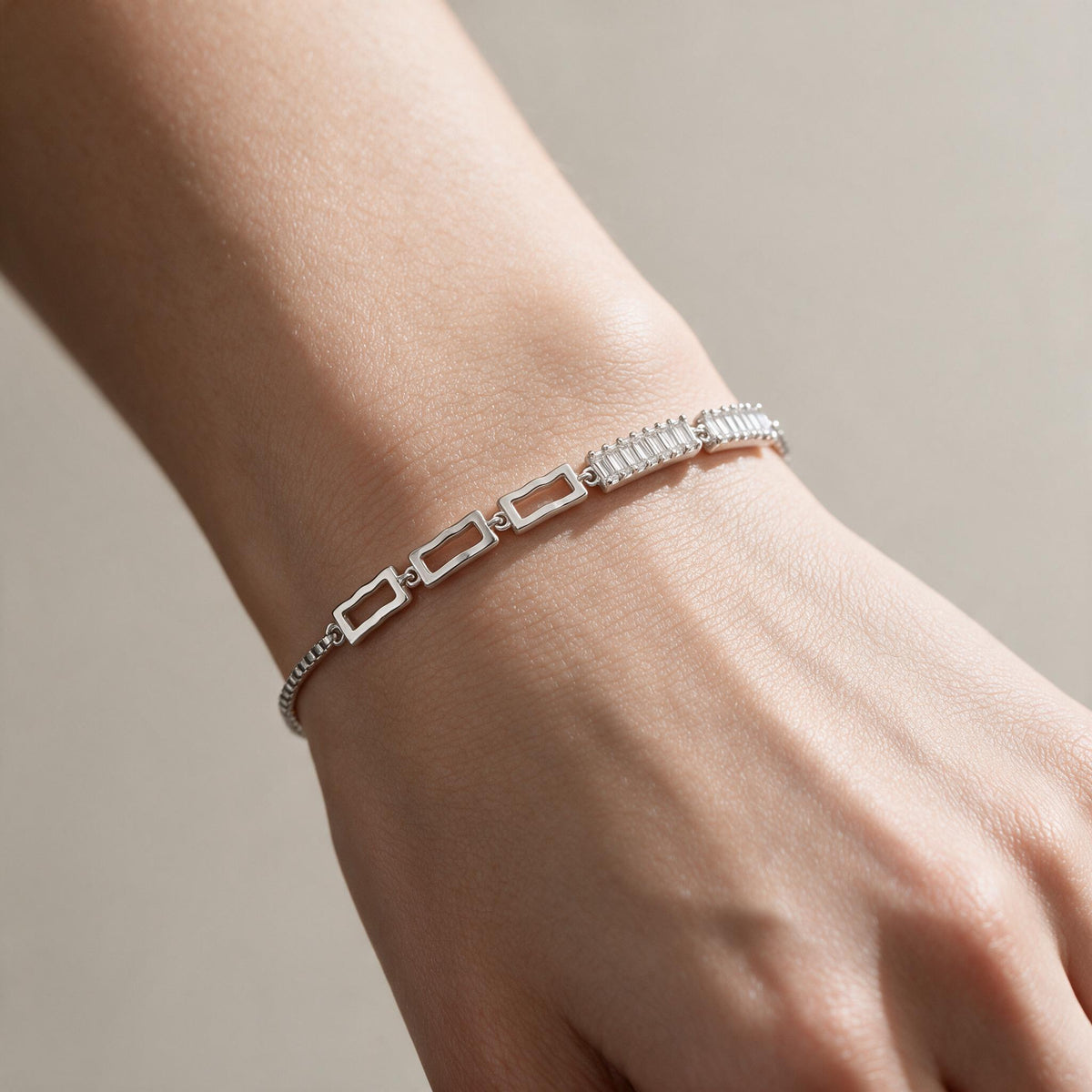 Pulsera Veneciana Rectángulos Circones Baguette