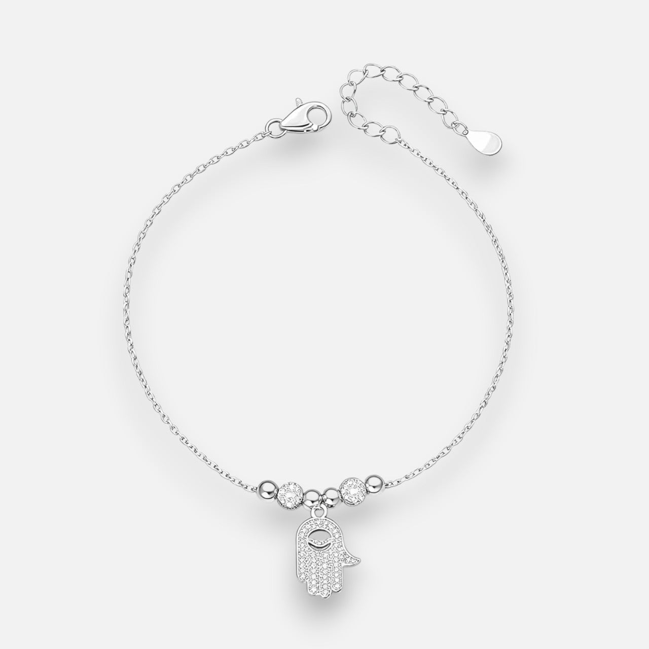 Pulsera Mano de Fátima Esferas Facetadas Circones