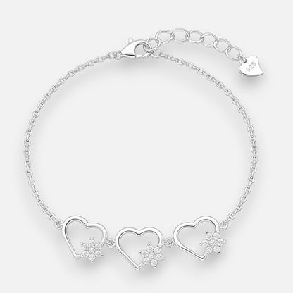 Pulsera Corazones Flor Circones