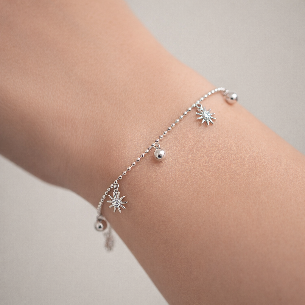 Pulsera Esferas Flor Circones