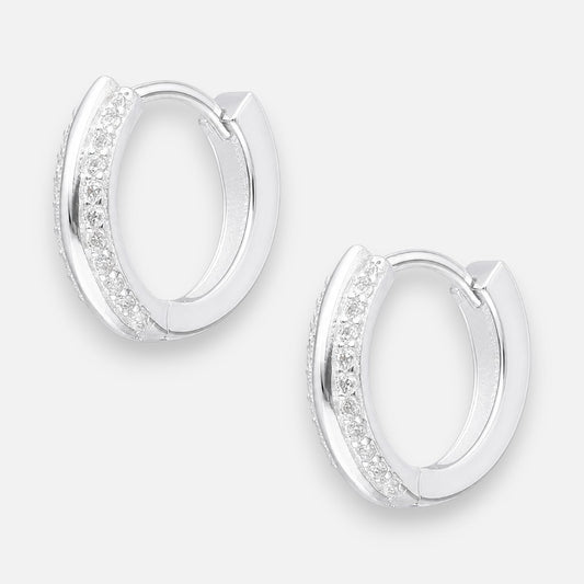Argolla Huggie Líneas Circones 14 mm