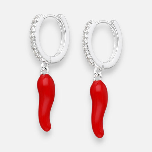 Argolla Huggie Circones Ají Esmaltado 12 mm