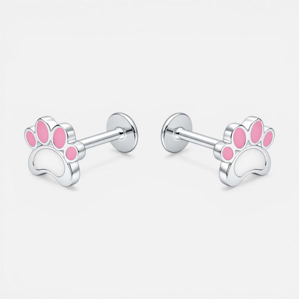 Piercing Flat Patita Esmaltado Rosa 6 mm