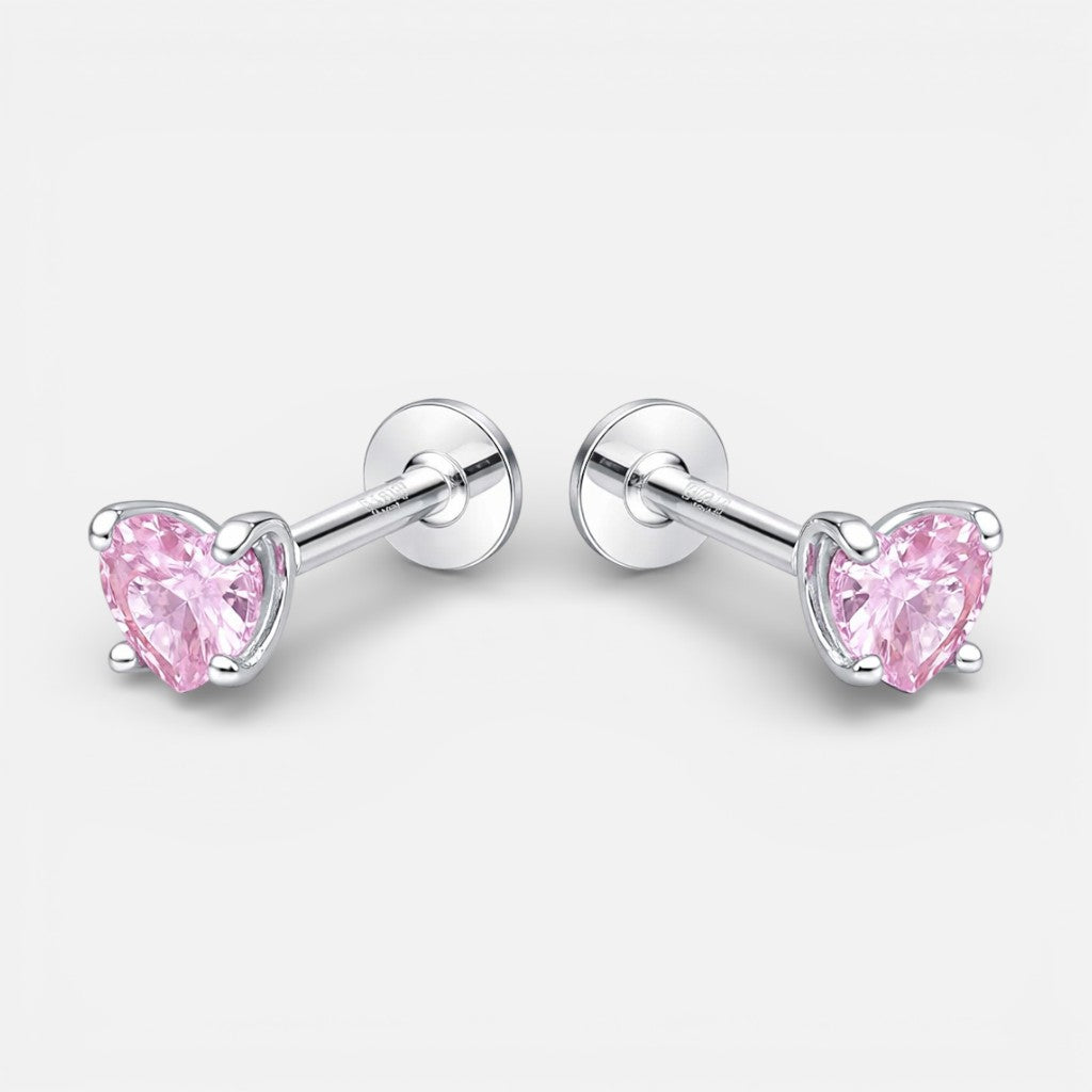 Piercing Flat Corazón Circón Rosa Francia 4 mm
