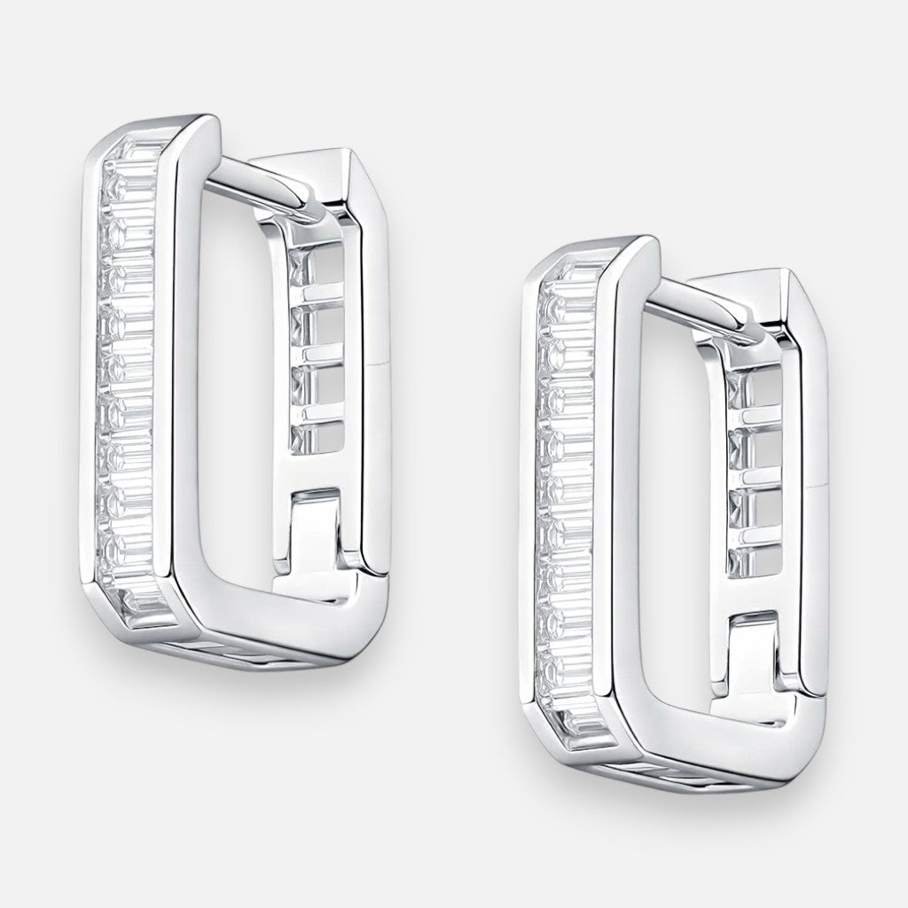 Argolla Huggie Rectangular Circones Baguette 13x10 mm