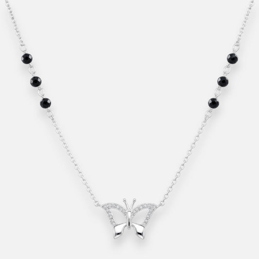 Collar Mariposa Circones Cristales Negros