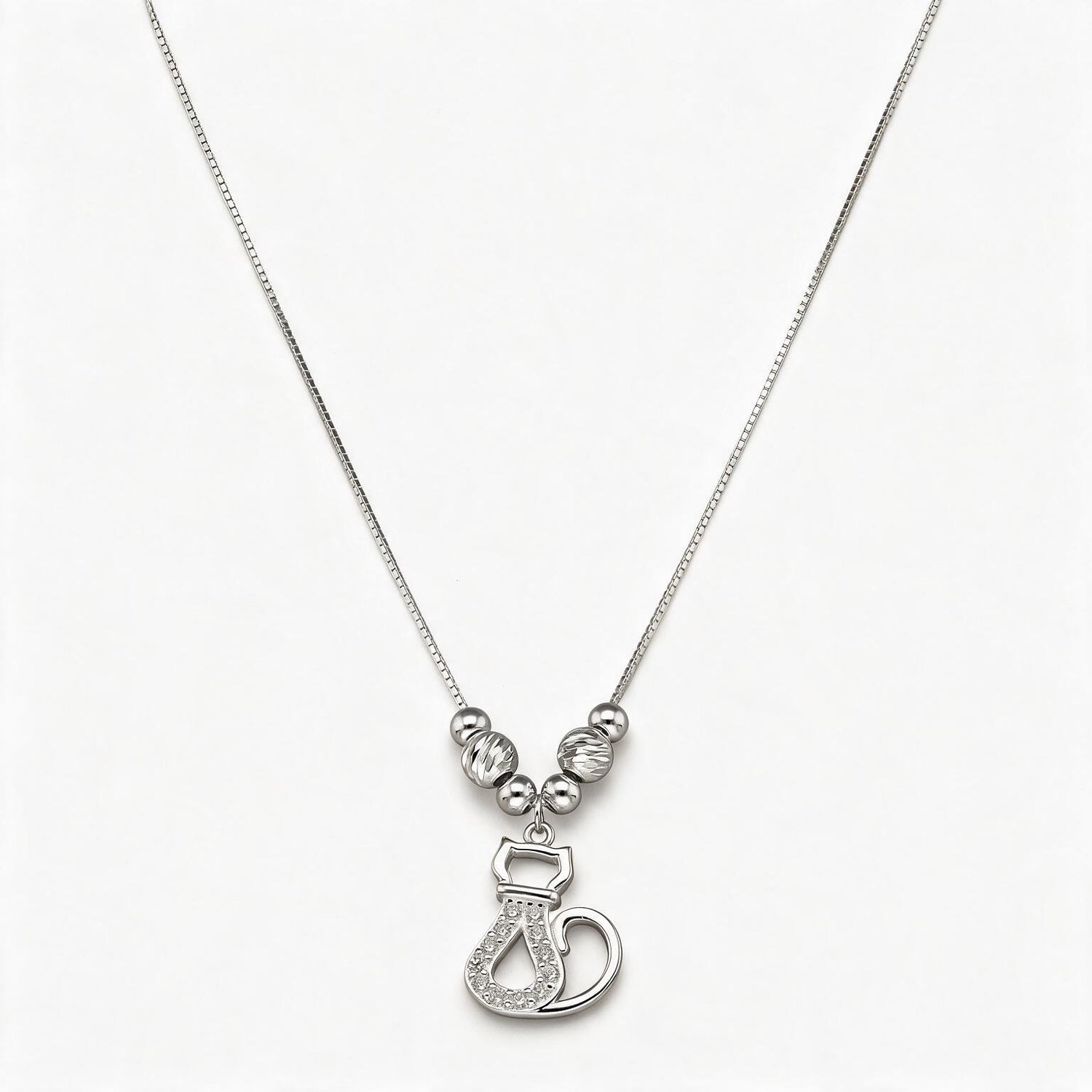 Collar Gatito Esferas Facetadas Circones