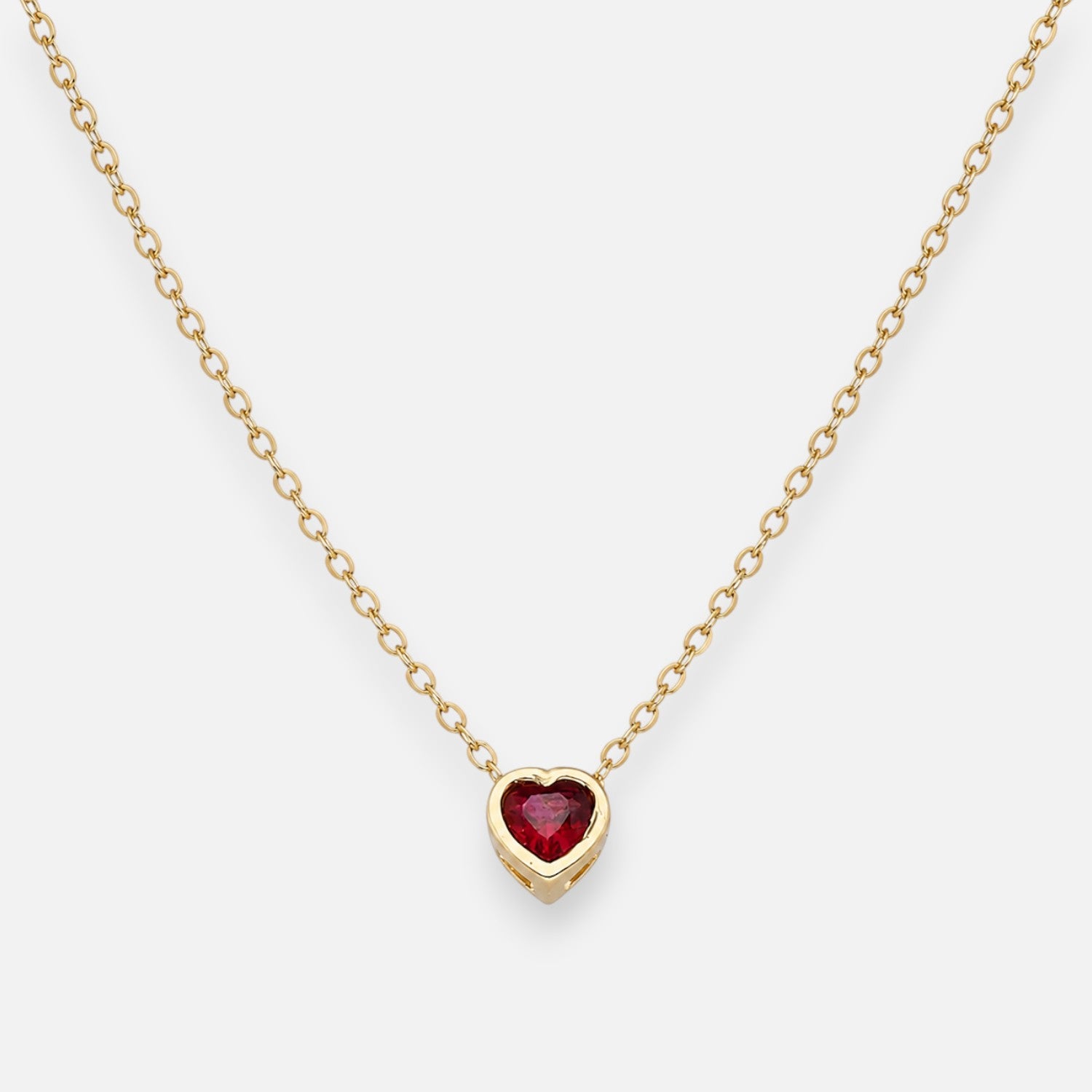 Collar Corazón Circón Granate 5 mm